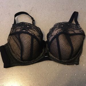 City Chic Black Beige Lace Bra US 38E